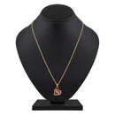 Mahi Gold Plated Pink and Maroon Meenakari Work and Crystals Floral Heart Pendant Set for Women (NL1103836GPinMar)