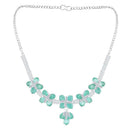 Mahi Rhodium Plated Light Green and White Cubic Zirconia (CZ) Floral Women's Necklace Set (NL1103838R)