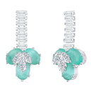 Mahi Rhodium Plated Light Green and White Cubic Zirconia (CZ) Floral Women's Necklace Set (NL1103838R)
