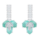 Mahi Rhodium Plated Light Green and White Cubic Zirconia (CZ) Floral Women's Necklace Set (NL1103838R)