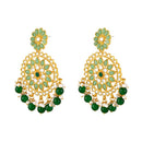 Mahi Dual Layer Green Floral Necklace Jewellery Set with Artificial Beads for Women (NL1103840GGre)