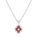 Mahi Scarlet Bloom Red Meenakari Enamel Pendant Earrings Set Set for Women & Girls (NL1103865RRed)