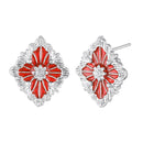 Mahi Scarlet Bloom Red Meenakari Enamel Pendant Earrings Set Set for Women & Girls (NL1103865RRed)