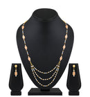 Mahi Elegant Gold-Plated Light Brown (Lct) and White Beaded Artificial Pearls Layered Jewellery Necklace with Earrings for Women (NL1103871G)