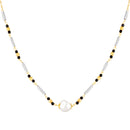 Mahi Black Beads & Artificial Pearl Mangalsutra Necklace with Matching Drop Earrings (Gold & Silver Tone) (NL1103876G)