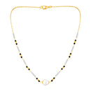 Mahi Black Beads & Artificial Pearl Mangalsutra Necklace with Matching Drop Earrings (Gold & Silver Tone) (NL1103876G)