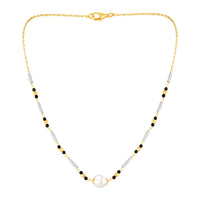 Mahi Black Beads & Artificial Pearl Mangalsutra Necklace with Matching Drop Earrings (Gold & Silver Tone) (NL1103876G)
