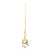 Mahi Ethnic Wedding & Festive Wear Colurful Kundan & Glass Beads Bridal Choker Jewellery Set with Earrings & Maang Tikka Necklace Set for Women (NL1108129GMul)