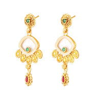 Mahi Traditional Gold-Plated Kundan Temple Jewellery Necklace Set with Ganpati Bappa Pendant & Matching Earrings for Women (NL1108130G)