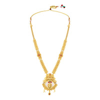 Mahi Traditional Gold-Plated Kundan Temple Jewellery Necklace Set with Ganpati Bappa Pendant & Matching Earrings for Women (NL1108130G)