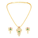 Mahi Traditional Gold-Plated Kundan Necklace Set with Matching Earrings for Women (NL1108135G)