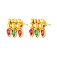 Mahi Traditional South Indian Temple Necklace Set with Earrings for Women | Bridal & Festive Jewellery Set | Kundan Red & Green Design (NL1108137G)