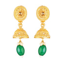 Mahi Traditional Temple Jewellery Kundan and Artificial Pearls Long Haram Necklace Set with Jhumka Earrings for Women | South Indian Bridal Jewellery (NL1108138G)