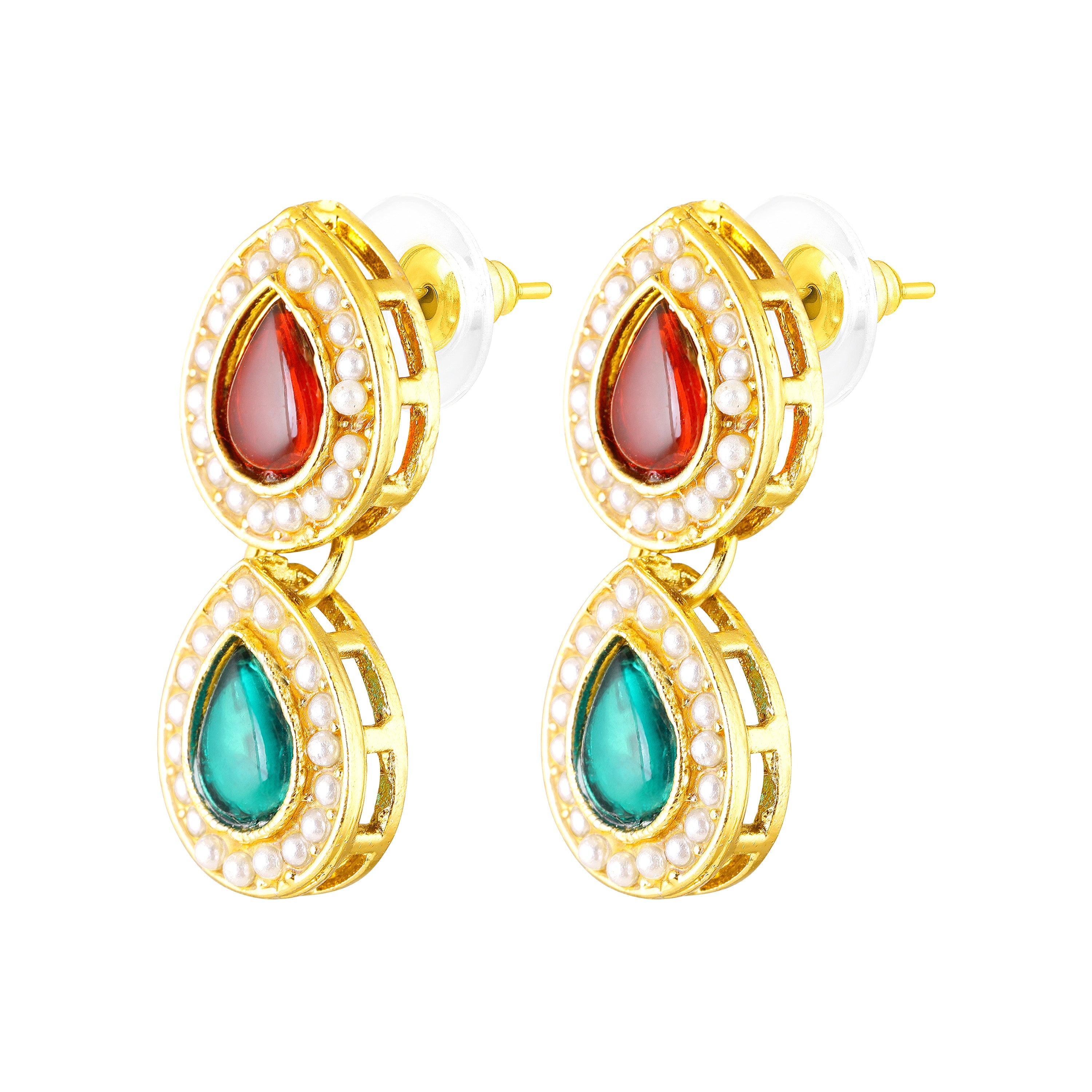 Mahi Traditional Multi-Color Kundan Necklace Set with Earrings for Women | Navratri Inspired Ethnic Jewellery for Wedding & Festive Wear (NL1108139GMul)