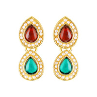 Mahi Traditional Multi-Color Kundan Necklace Set with Earrings for Women | Navratri Inspired Ethnic Jewellery for Wedding & Festive Wear (NL1108139GMul)