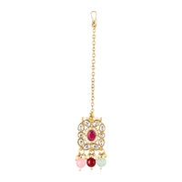 Mahi Traditional Kundan Choker Necklace Set for Women | Bridal Jewellery with Multicolor Beads | Wedding Choker Necklace with Earrings & Maang Tikka Jewellery Set (NL1108142GMul)
