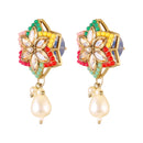 Mahi Traditional Multicolor Kundan & Artificial Pearl Beaded Floral Necklace Set with Earrings for Women & Girls | Ethnic Jewellery Set for Wedding & Festive Wear (NL1108145GMul)