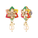 Mahi Traditional Multicolor Kundan & Artificial Pearl Beaded Floral Necklace Set with Earrings for Women & Girls | Ethnic Jewellery Set for Wedding & Festive Wear (NL1108145GMul)