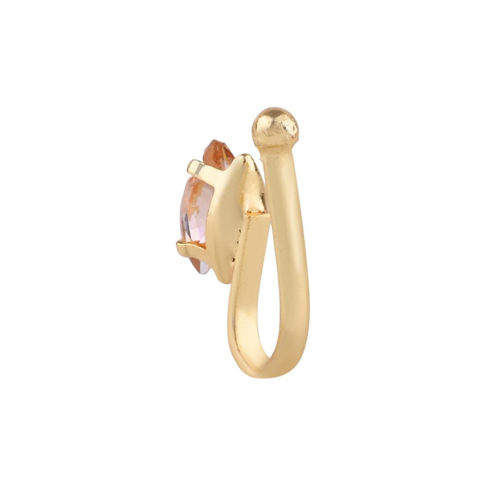 Etnico Silver Oxidised Non Piercing Pressing Type Nosepins for women (NL183FL)