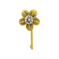 Etnico Gold Plated Traditional Ethnic Set of 6 Nose Pins Without Piercing Encased with Stones for Women (Style)