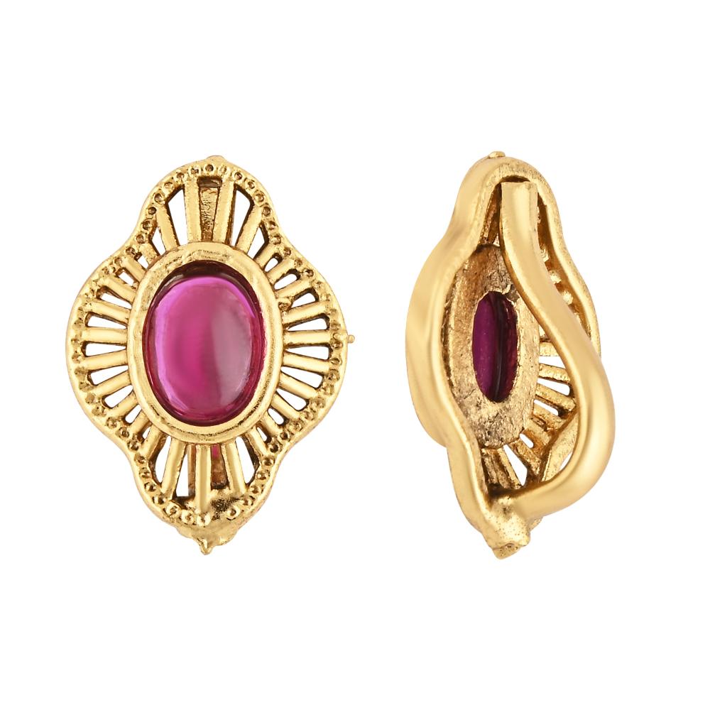 Etnico Gold Plated Traditional Clip On Nose Pin Without Piercing For Women And Girls (NL60Q)