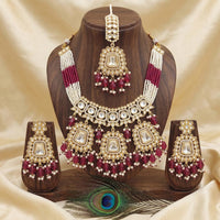 Js Fashion  Clustered Pearl High Gold Polish Fancy Design Party wear Beautiful Kundan Stones Kundan Choker Style Necklace Set