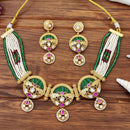JS Fashion Premium Rajwadi Polish Pota Stone And Meenakari Pearl Necklace Set