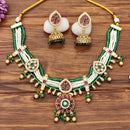 JS Fashion Premium Rajwadi Polish Pota Stone And Pearl Choker Necklace Set