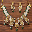 JS Fashion Premium Rajwadi Polish Pota Stone And Pearl Choker Necklace Set