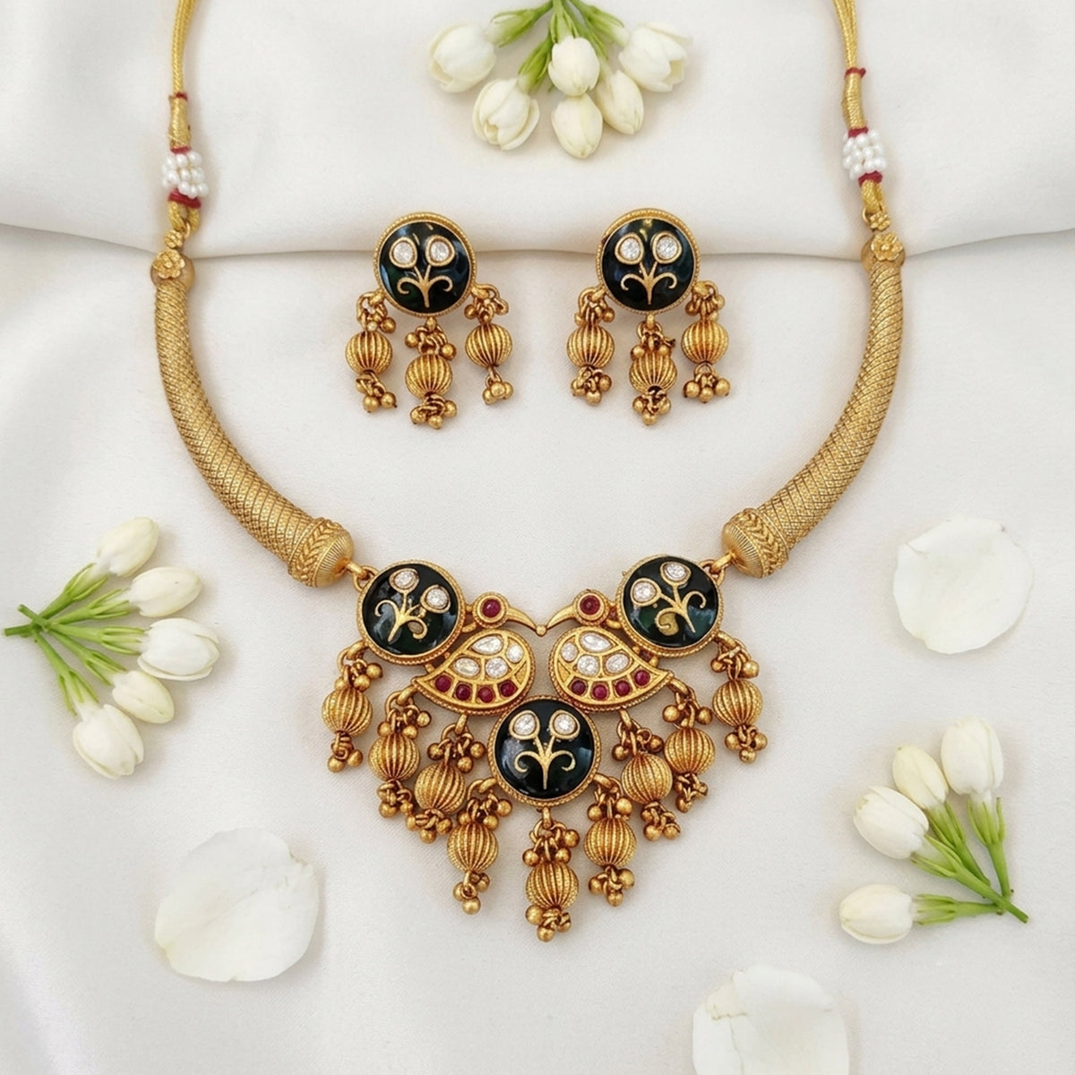Js Fashion  Traditional Rajwadi Style Antique Necklace Set