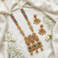 Js Fashion  Heritage Rajwadi Necklace Set With Pearl Beads And Earrings