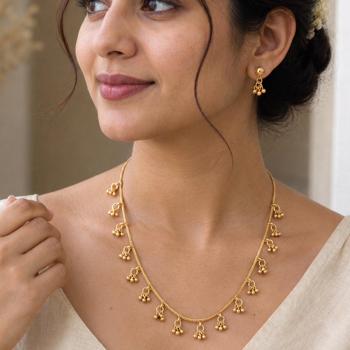 Js Fashion  Designer High Gold Lightweight Antique Necklace Set