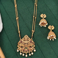 Js Fashion  Premium God Laxmi Temple Necklace Set with Peacock Pendant