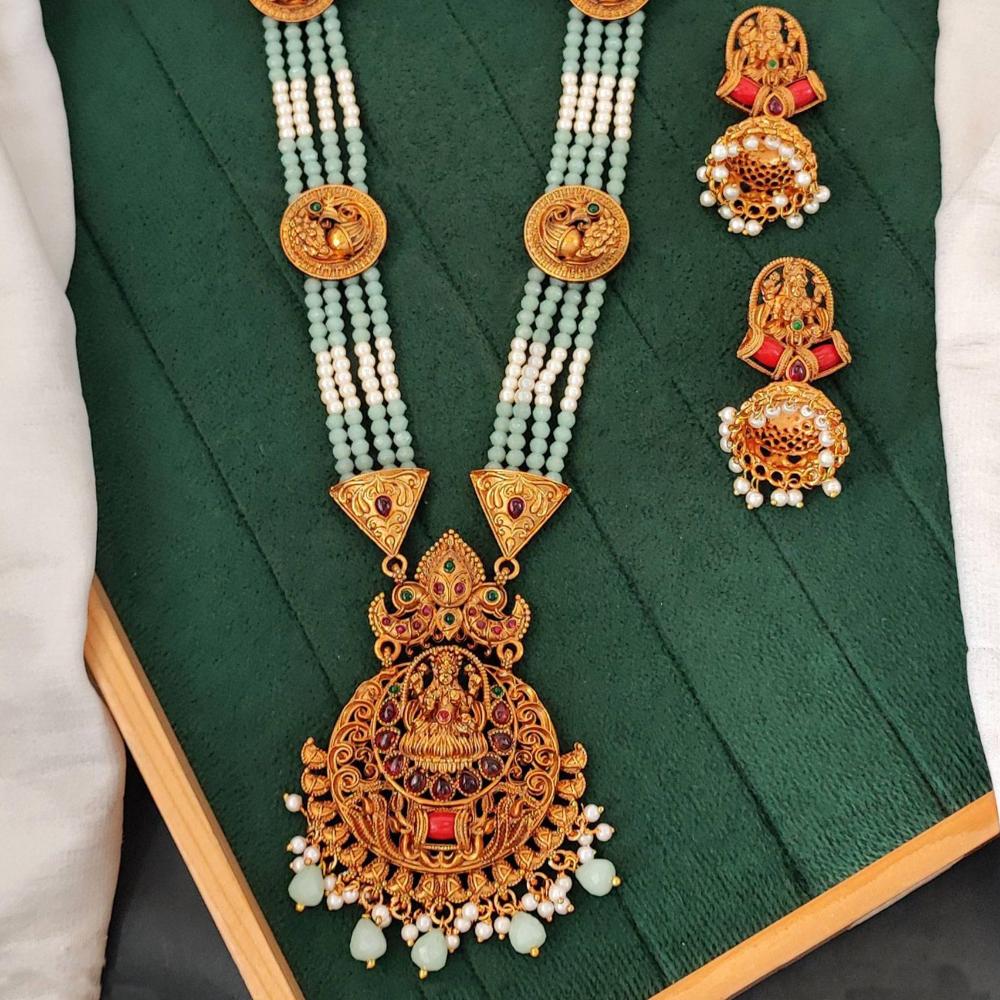 Js Fashion  God Laxmi South Indian Temple Necklace Set High Gold