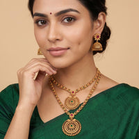 Js Fashion  Full Antique Stones Matte Finish Beautiful Combo Necklace Set
