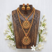 Js Fashion  Full Antique Stones Matte Finish Beautiful Combo Necklace Set