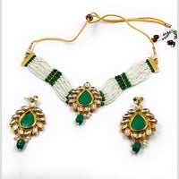 Knigght angel  Gold Plated Kundan And Beads Necklace Set