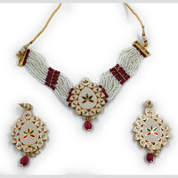 Knigght angel  Gold Plated Kundan And Beads Necklace Set