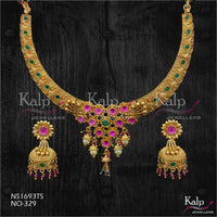 Kalp Jewellers Copper Gold Plated Necklace Set