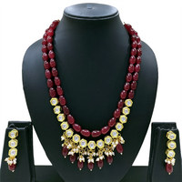 Knigght angel  Gold Plated Kundan And Beads Multi Layer Necklace Set