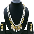 Knigght angel  Gold Plated Kundan And Beads Multi Layer Necklace Set
