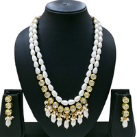 Knigght angel  Gold Plated Kundan And Beads Multi Layer Necklace Set