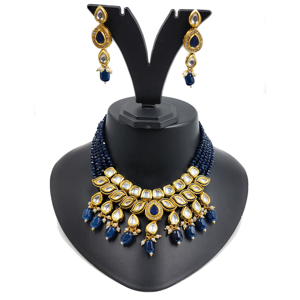 Knigght angel  Gold Plated Kundan And Beads Necklace Set
