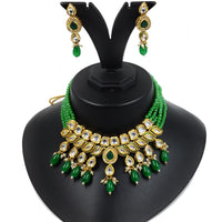 Knigght angel  Gold Plated Kundan And Beads Necklace Set