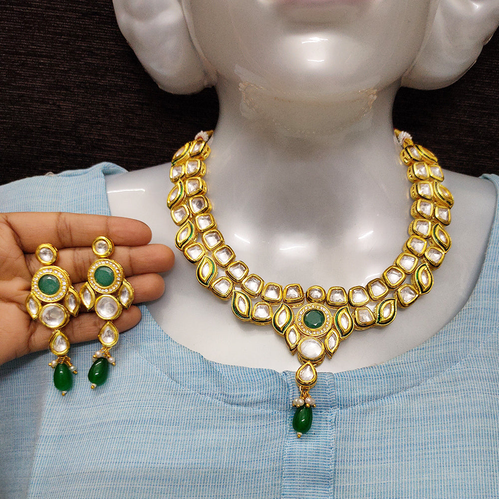 Knigght angel  Gold Plated Kundan Necklace Set