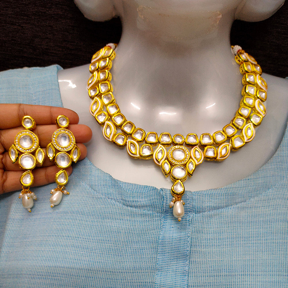 Knigght angel  Gold Plated Kundan Necklace Set