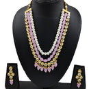 Knigght angel  Gold Plated Kundan And Beads Multi Layer Necklace Set