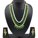 Knigght angel  Gold Plated Kundan And Beads Multi Layer Necklace Set