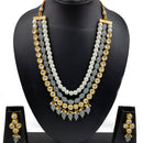 Knigght angel  Gold Plated Kundan And Beads Multi Layer Necklace Set