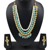 Knigght angel  Gold Plated Kundan And Beads Multi Layer Necklace Set